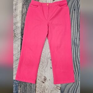 ST.John Sport By Marie Gray Women's Wide Leg Pants Size 14 Pink Preppy Designer